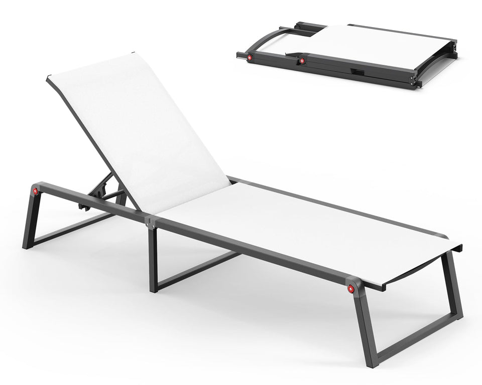 Oasbira aluminum chaise foldable design for effortless transport and compact storage