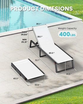 Oasbira aluminum chaise textilene mesh for breathable comfort outdoors
