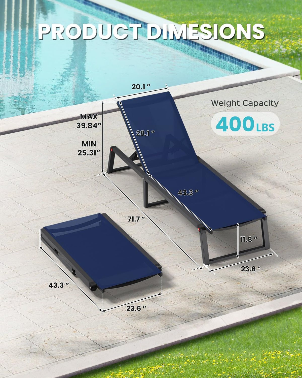 Oasbira chaise lightweight and portable for easy carrying.