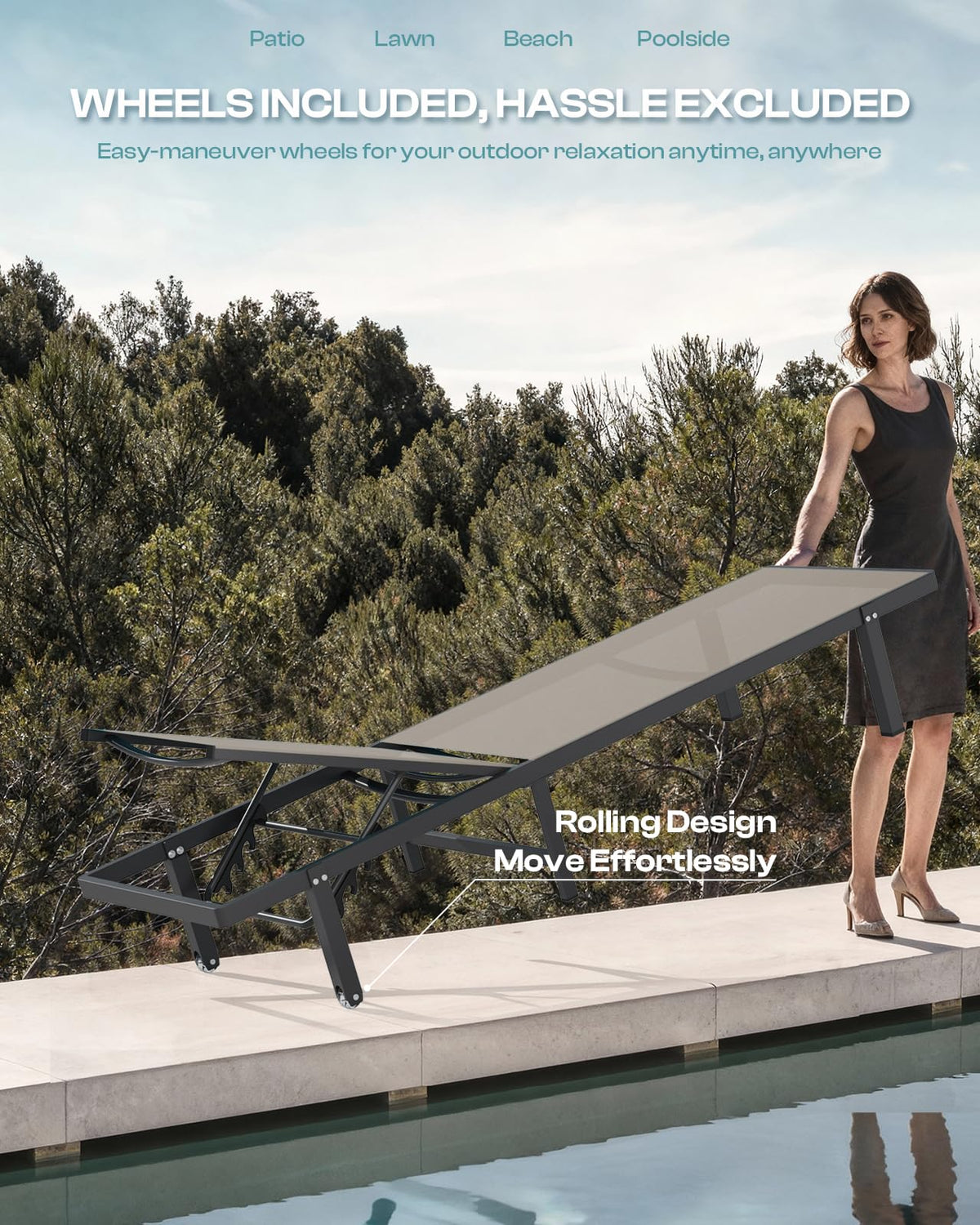 Oasbira Chaise Lounge adjustable backrest lets you dial in comfort