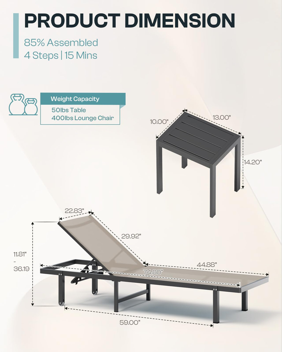 Oasbira Chaise Lounge ideal for deck, poolside, or beach