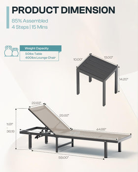 Oasbira Chaise Lounge ideal for deck, poolside, or beach