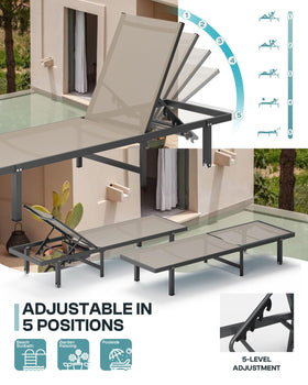 Oasbira Chaise Lounge Textilene fabric stays cool and breathable