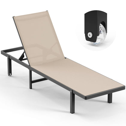 Oasbira Chaise Lounge with wheels for effortless movement around outdoor surfaces