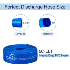 OasisTrim lay-flat hose extended for efficient pool drainage