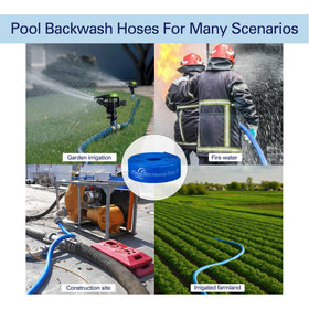 OasisTrim hose in pool drainage setup ready for water discharge