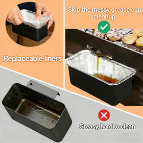 Premium aluminum foil liners for mess-free disposal or reuse after cleaning.