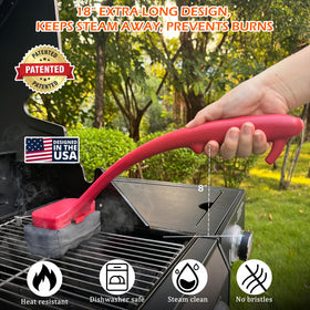 OATISLIFE anti-slip-grip close-up emphasizes control and burn protection during cleaning.