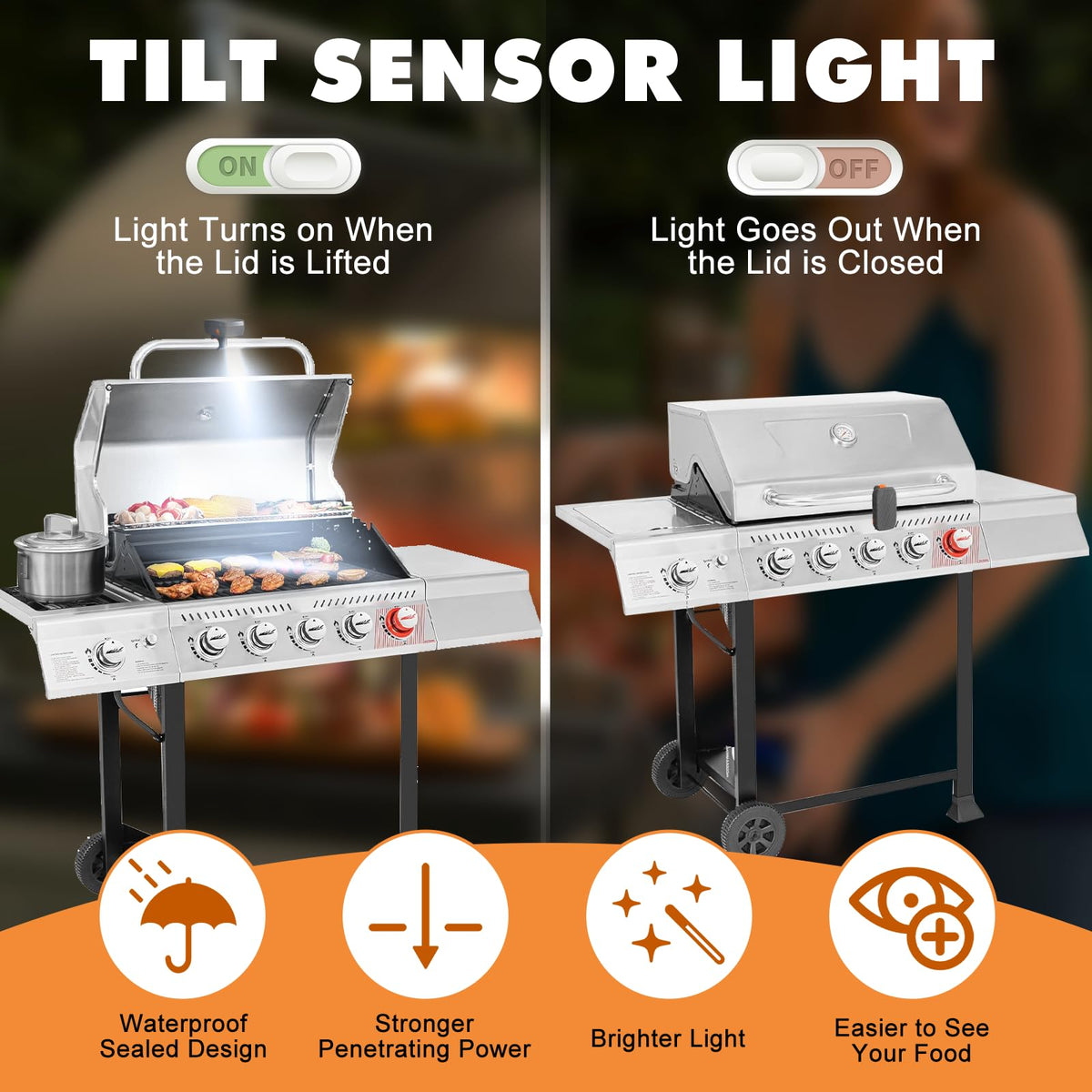 OATISLIFE two-mode, two-brightness switch delivers automatic or constant lighting as you cook.