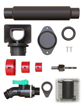 OAYAYONI Rain Barrel Diverter Kit setup enables easy rainwater capture for gardens.