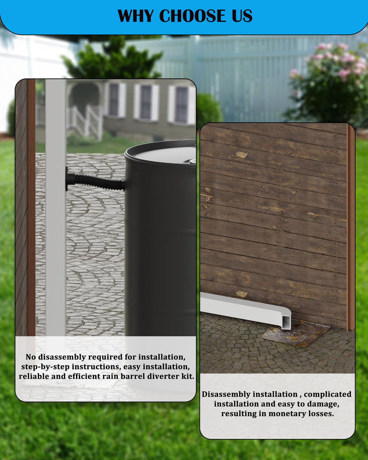 OAYAYONI Rectangular Downspout Fit compatible with 2x3 and 3x4 inch downspouts.