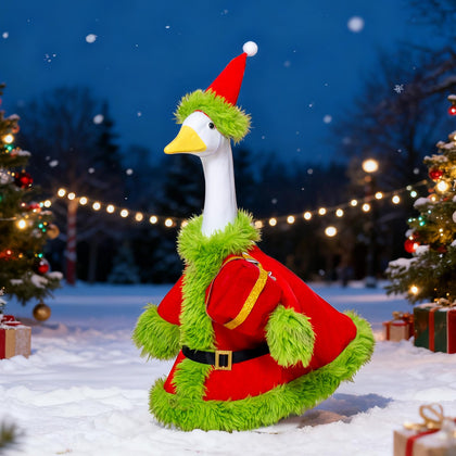 Obasurr Santa outfit on a 23-inch goose for a festive yard display