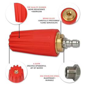 Obida quick-connect one-quarter inch nozzle enables easy tool swapping.
