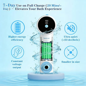 OBMAO bath jet 10,000mAh battery enables long cordless sessions.