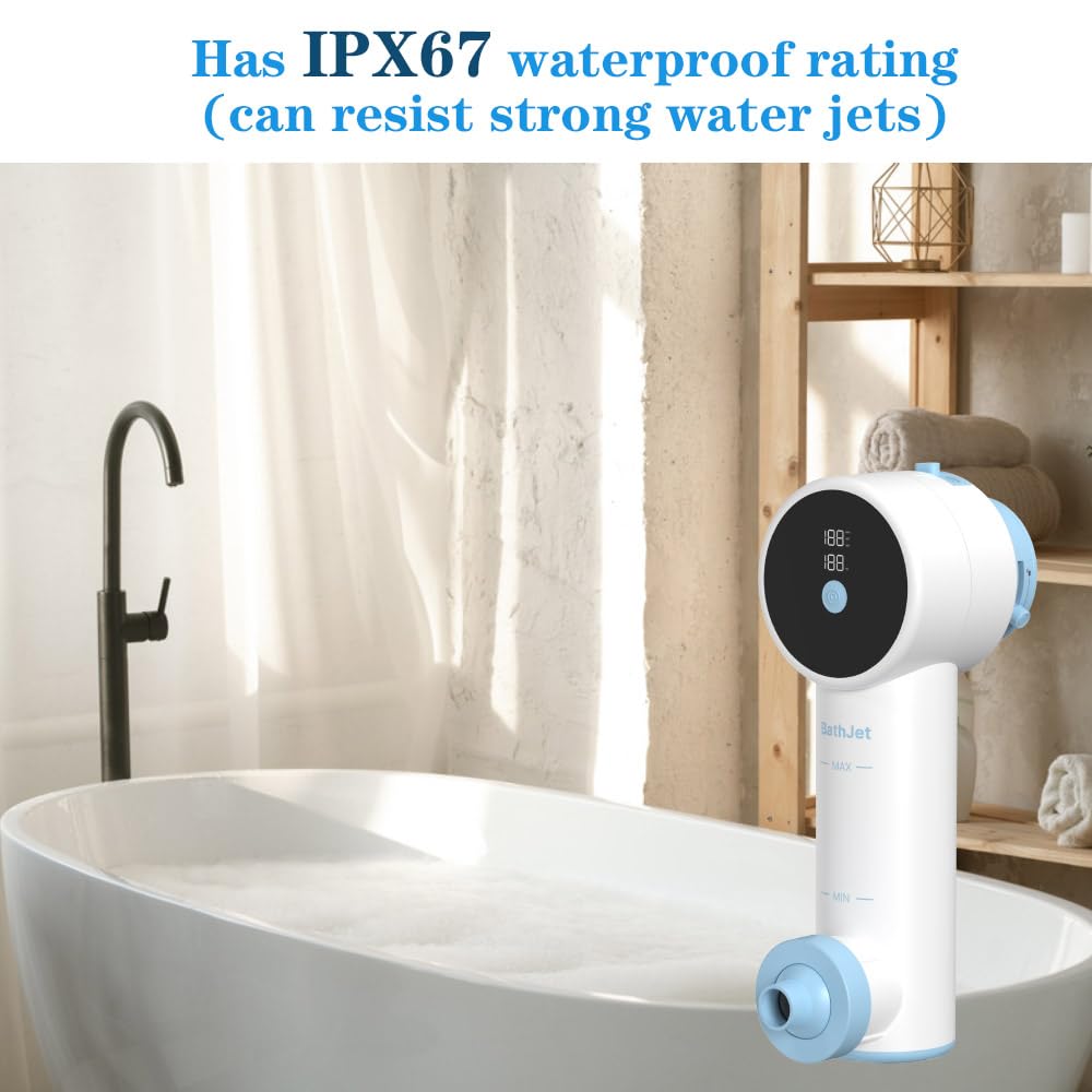 OBMAO bath jet installs with a strong suction cup for quick setup.