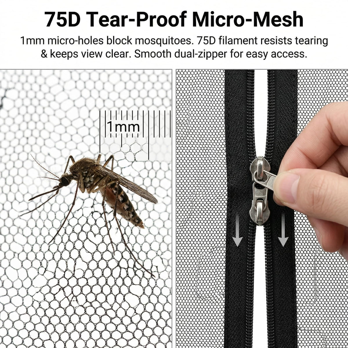 OBMESHOW mesh keeps visibility while blocking insects.