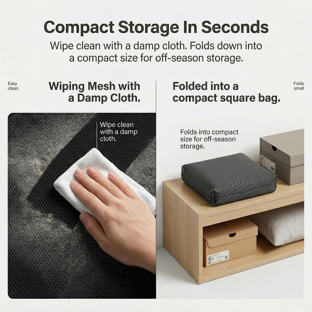 OBMESHOW folds compactly for off-season storage and portability.