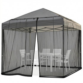 OBMESHOW mosquito netting over a 10x10 patio umbrella provides bug-free evenings.