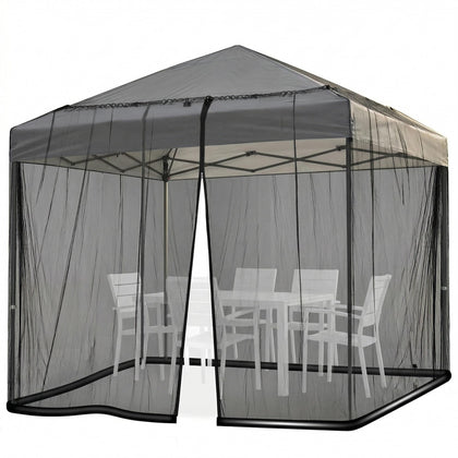 OBMESHOW mosquito netting over a 10x10 patio umbrella provides bug-free evenings.