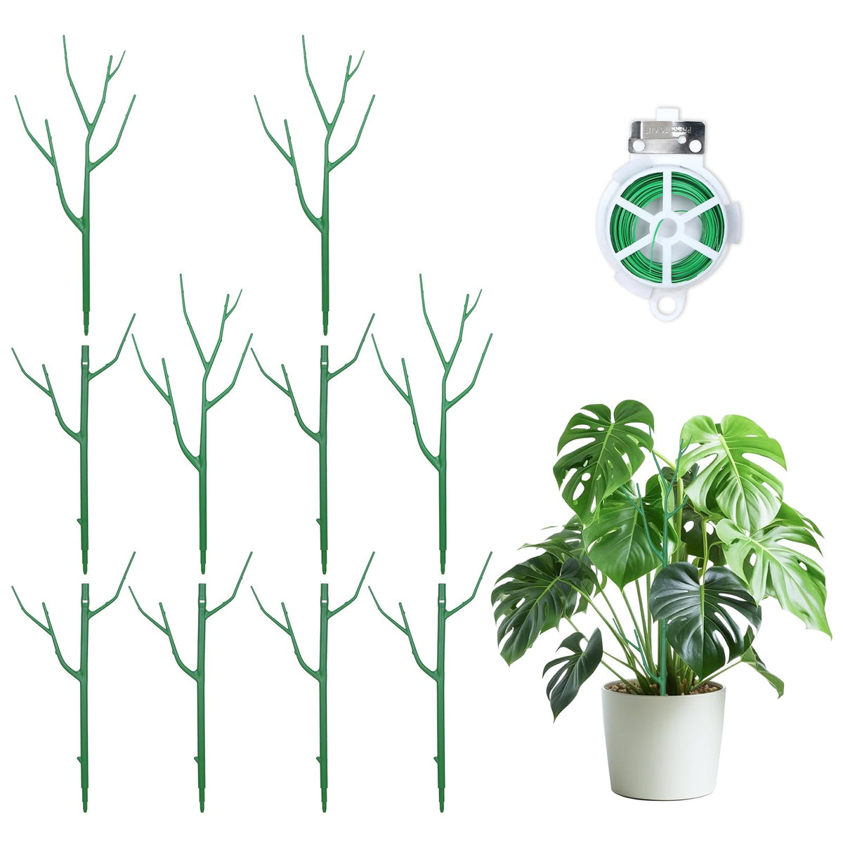 Obralitic stackable stake assembly offers scalable vertical support for climbing plants.