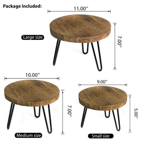 OBTAIN wooden plant-stool with metal-legs, sturdy support for larger pots.