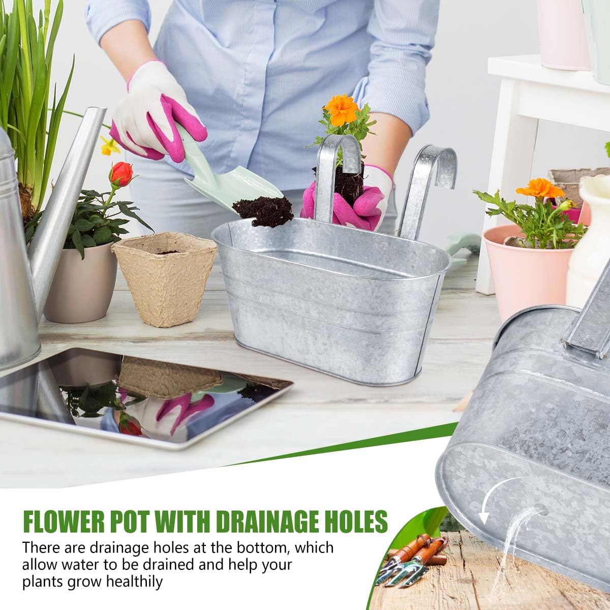 OBTANIM hanging planter suited for succulents, herbs, or flowers.