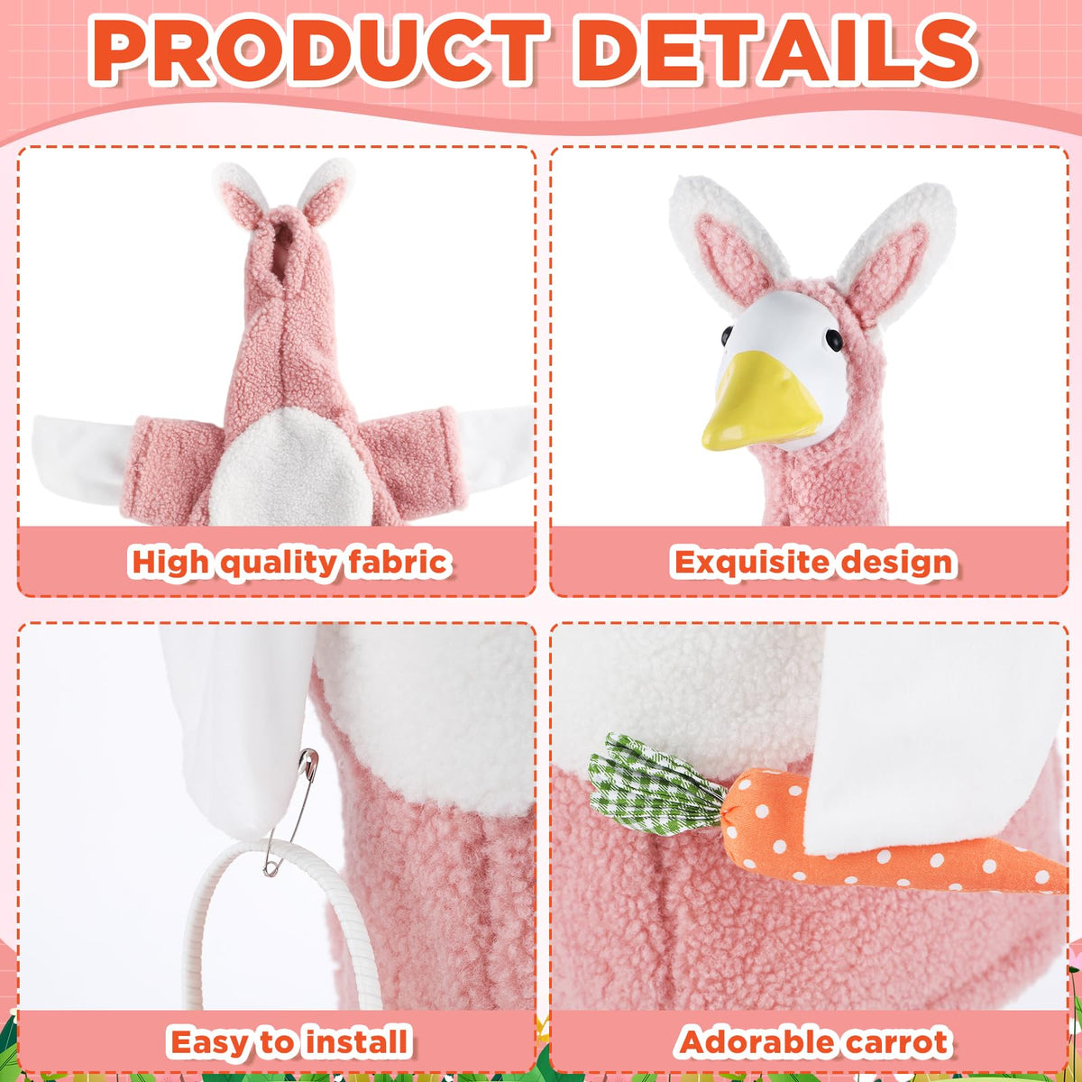 OBUSATT goose costume with carrot prop accents a playful spring scene outdoors.