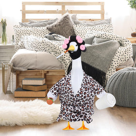 OBUSATT Leopard-print goose outfit brightens patios with eye-catching pattern.