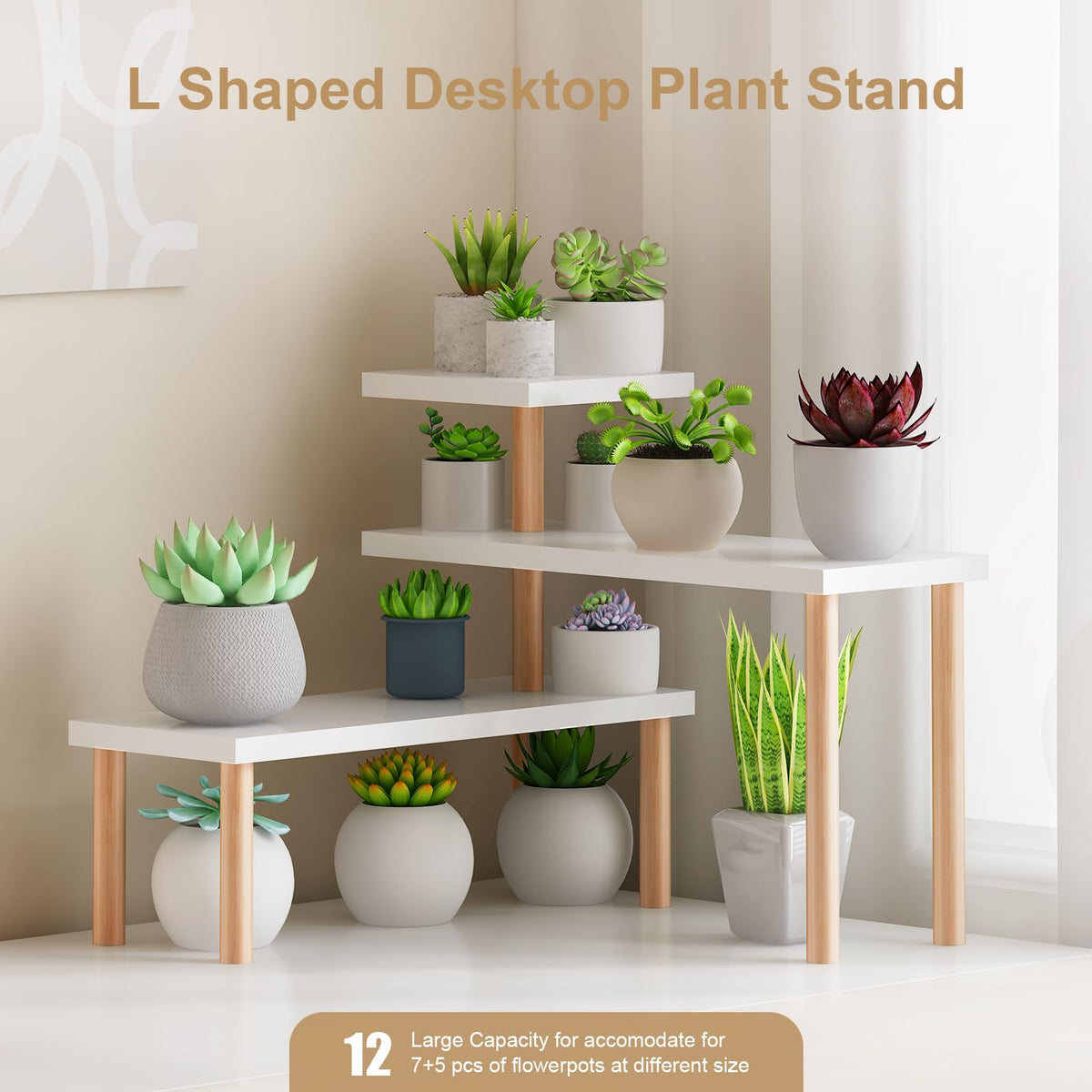 OcBuct large capacity stand holding multiple pots on a windowsill