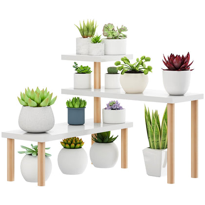 OcBuct 3-tier white plant stand with angle adjustable for window display