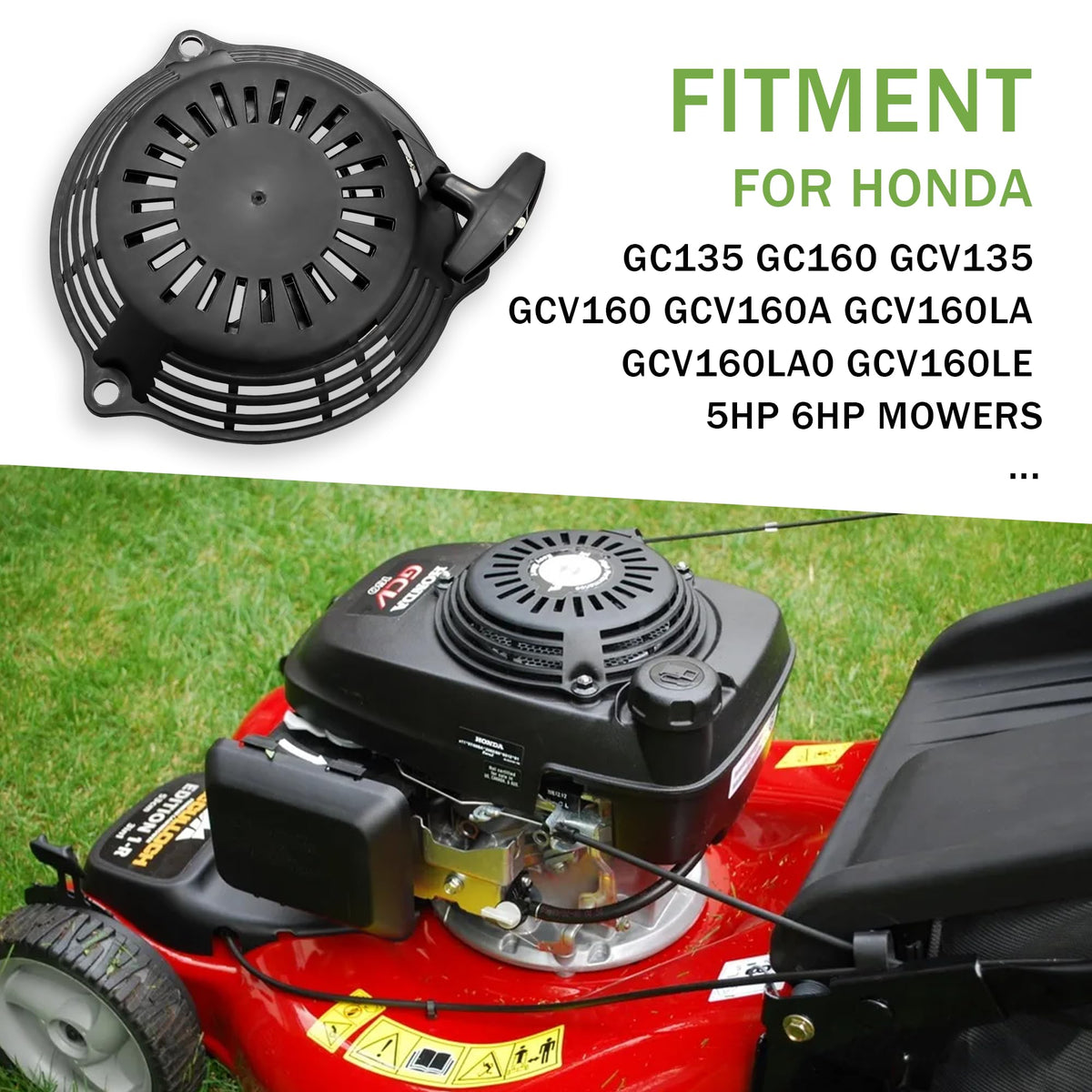 OCEAIR Honda GC135 recoil starter with a durable rope handle.
