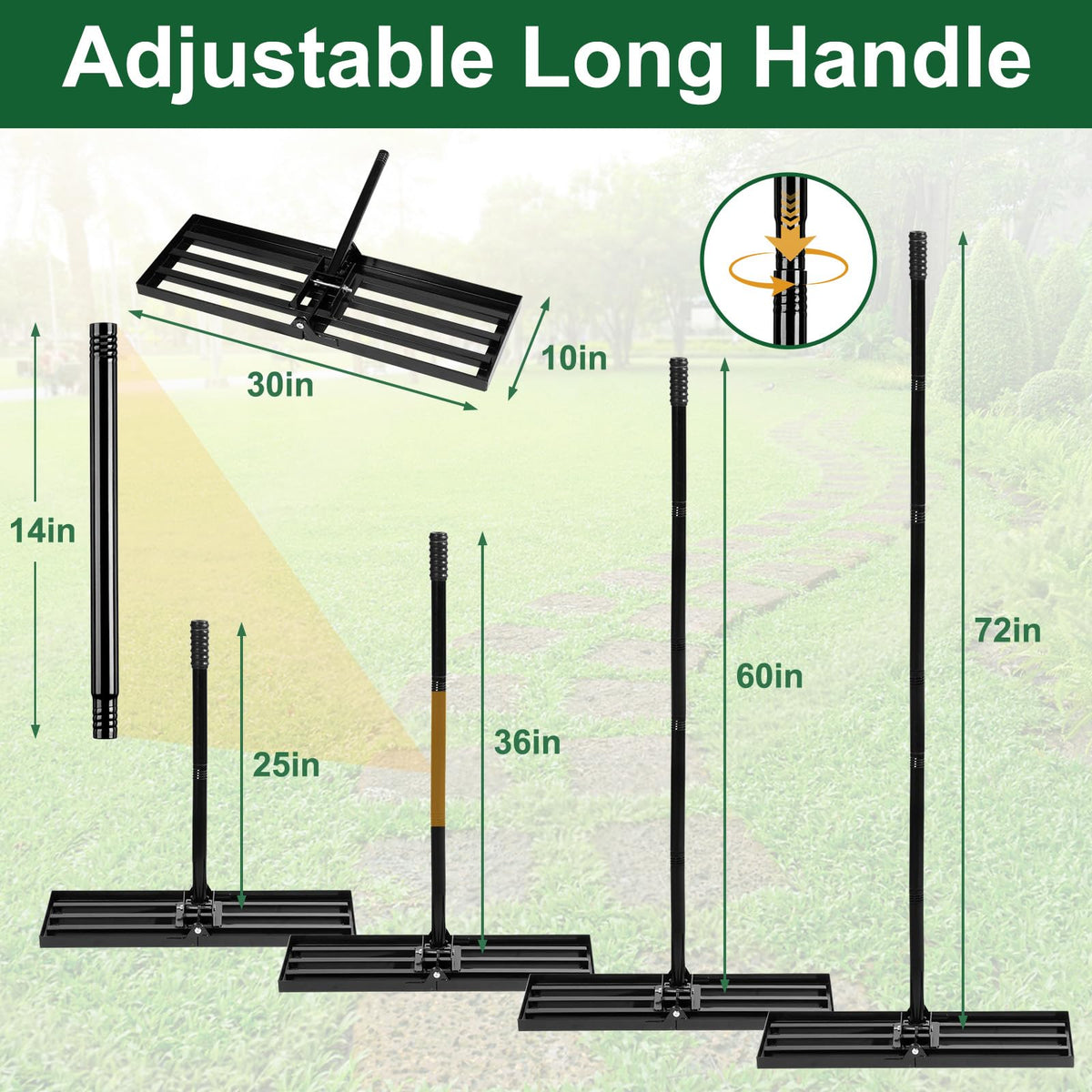 Ocean Ice adjustable handle 25-72 inches reduces bending during work.