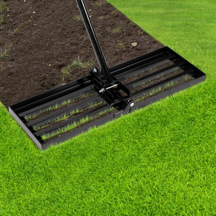 Ocean Ice lawn leveling rake 30x10 glides smoothly to level soil for even turf.