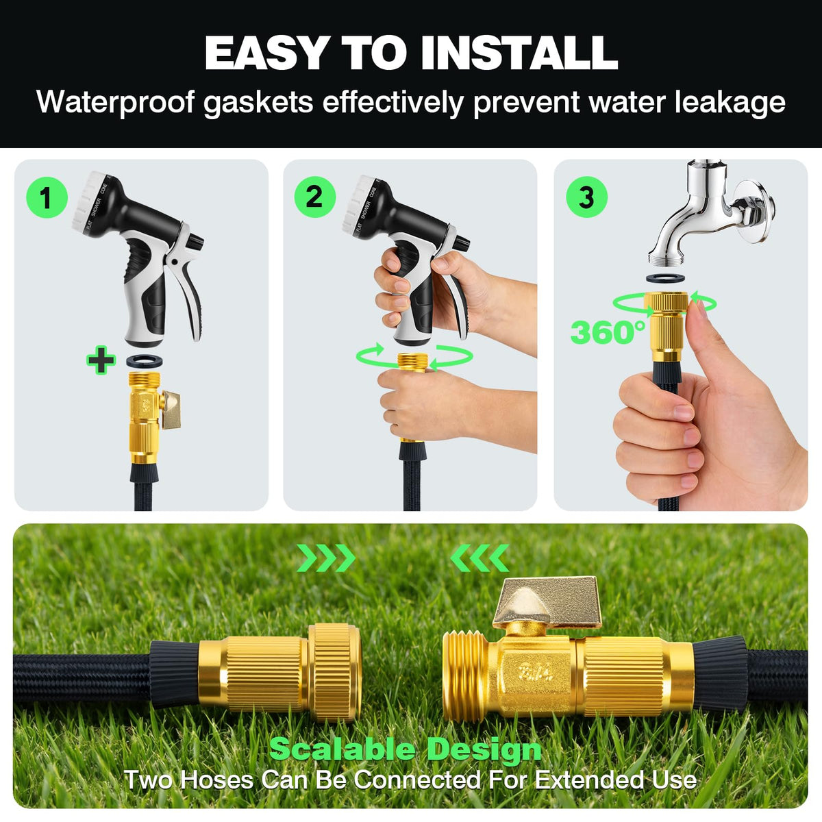 Ocean Ice lightweight hose for easy yard maneuvering.