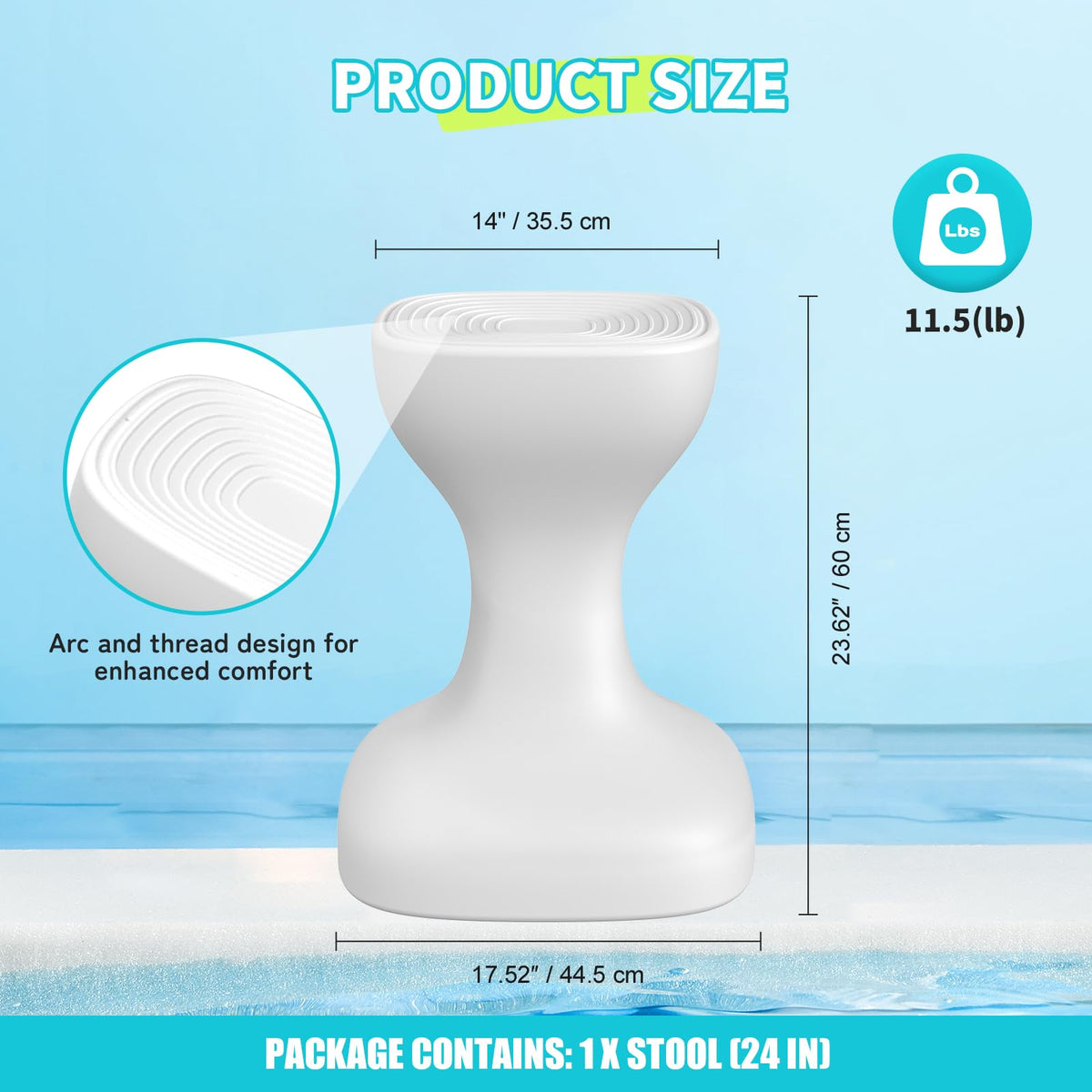 OceanaFlow all-weather pool stool resists chlorine and sun exposure