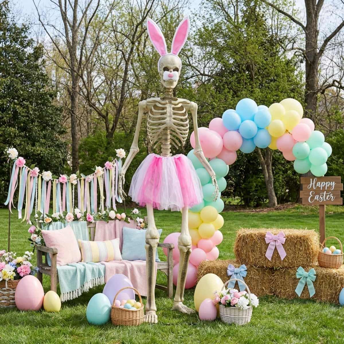 OceanCamel bunny ears headband adds whimsical Easter appeal to giant prop.