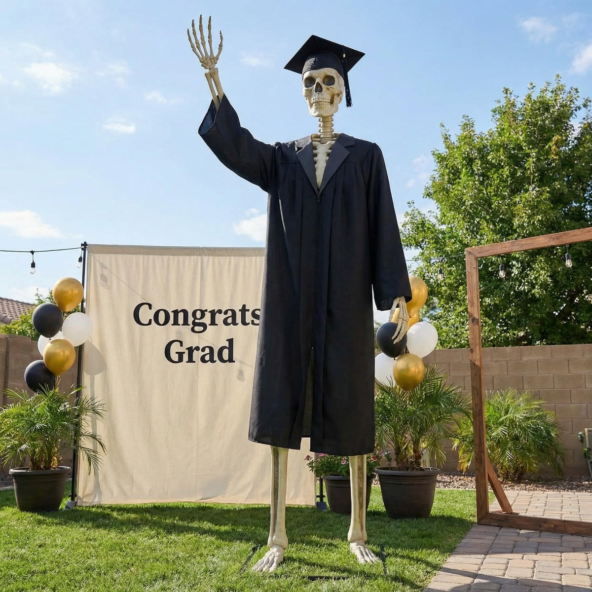 OceanCamel graduation cap with tassel completes the scholarly silhouette.
