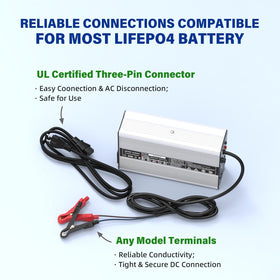 OCELL 58.4V 5A charger open case revealing internal components.
