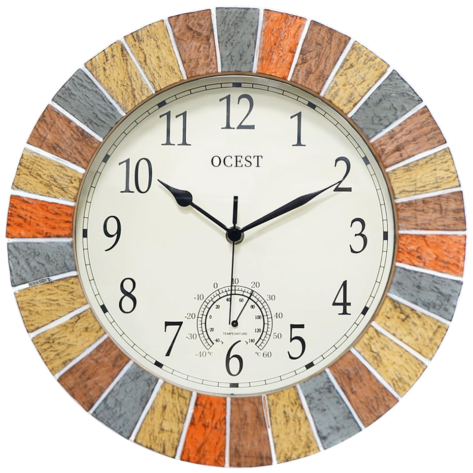 OCEST 13-inch outdoor clock front view with large numerals for easy reading outdoors