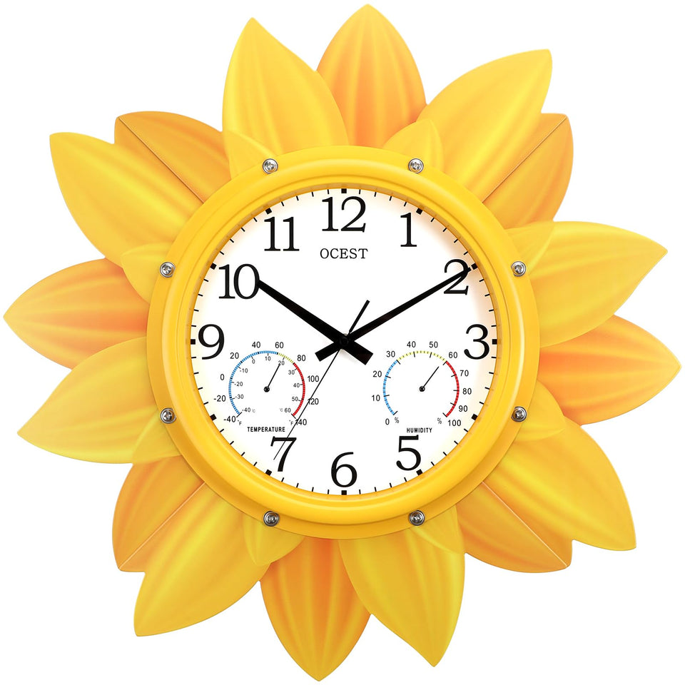 OCEST 24-inch outdoor clock front view with large numbers for easy reading on patios.