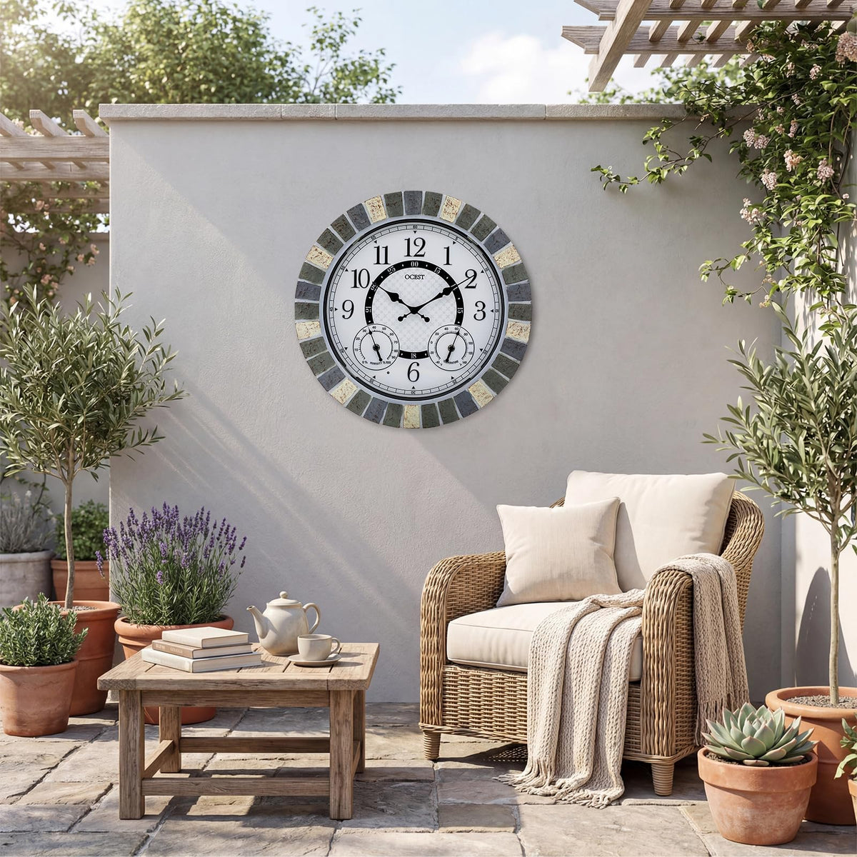 OCEST battery-operated clock eliminates cords for easy placement.