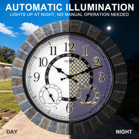 OCEST waterproof design with rubber gasket protecting the clock movement outdoors.