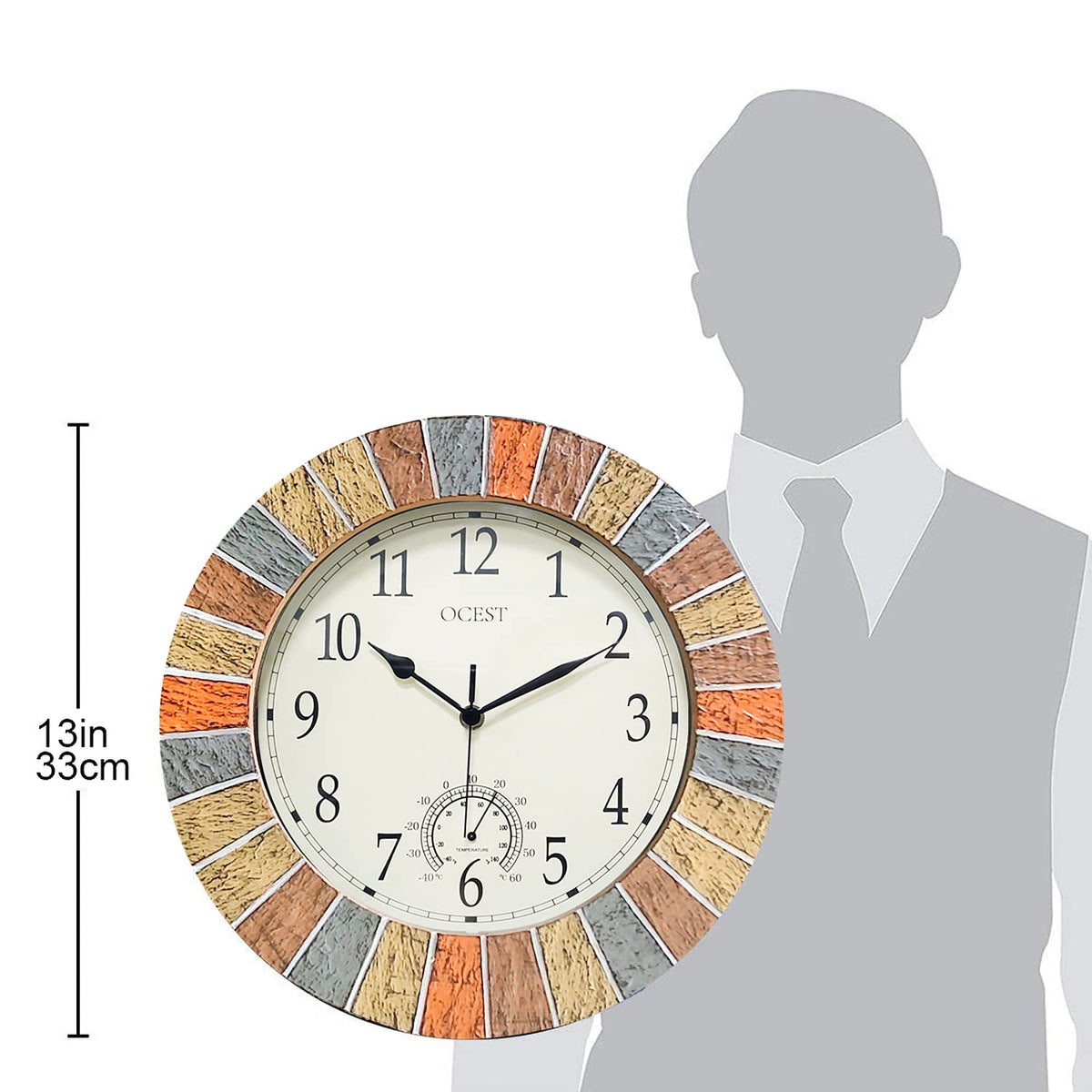 OCEST yellow outdoor clock enhances garden aesthetics while staying functional outdoors