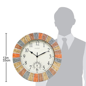 OCEST yellow outdoor clock enhances garden aesthetics while staying functional outdoors