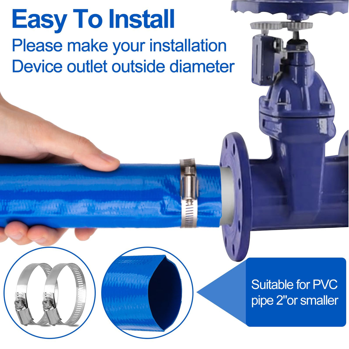 OCGIG heavy-duty discharge hose withstands outdoor weather for long-lasting use.