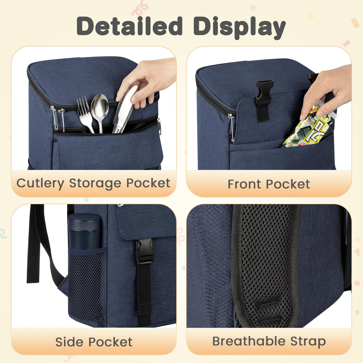 OCKLILY cooler backpack leakproof liner and zippers ensure safe transport