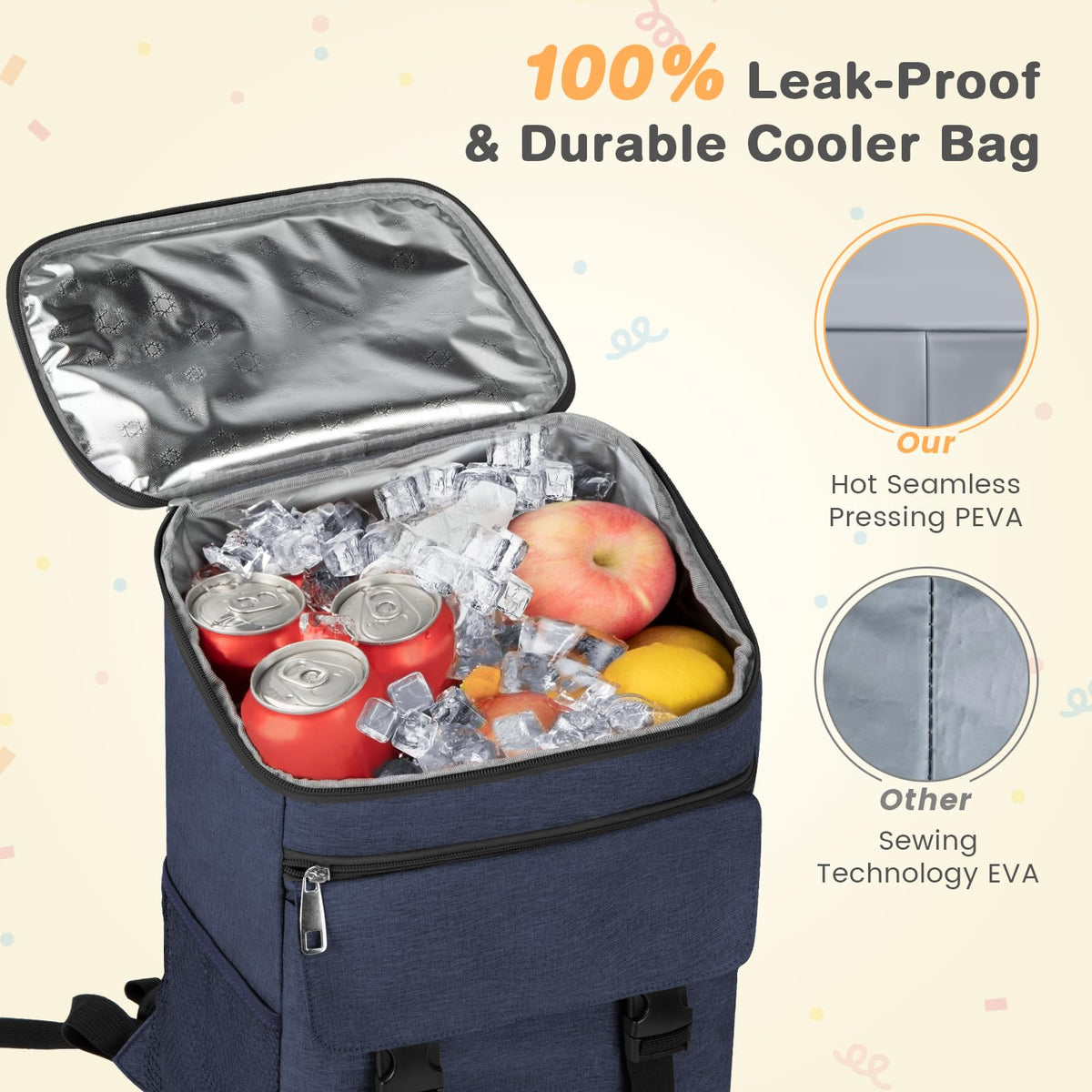 OCKLILY cooler backpack side pockets ideal for tall beverages while on the go