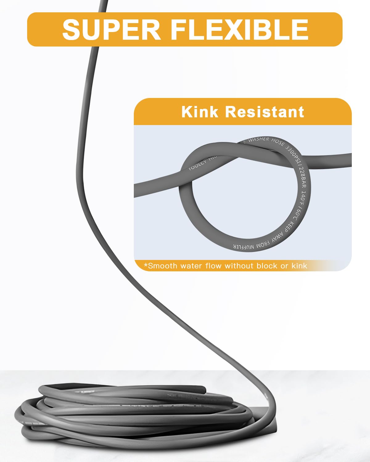 OCPTY bend-restrictor guards protect the hose during bends for durability.