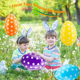 Octaday purple Easter egg inflatable enhances indoor Easter decorations with color pop.