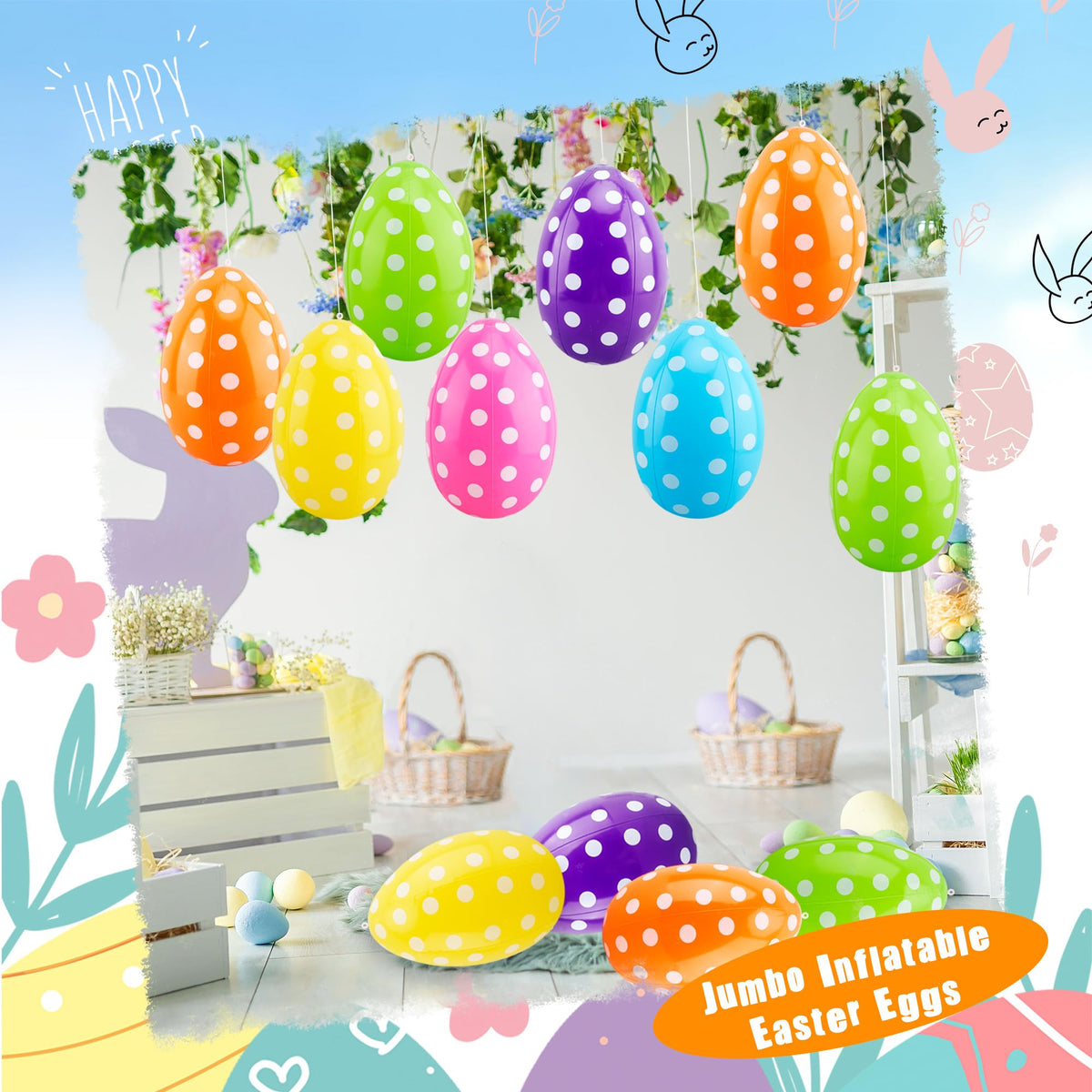 Octaday rose-red Easter egg inflatable brightens patios and event spaces.